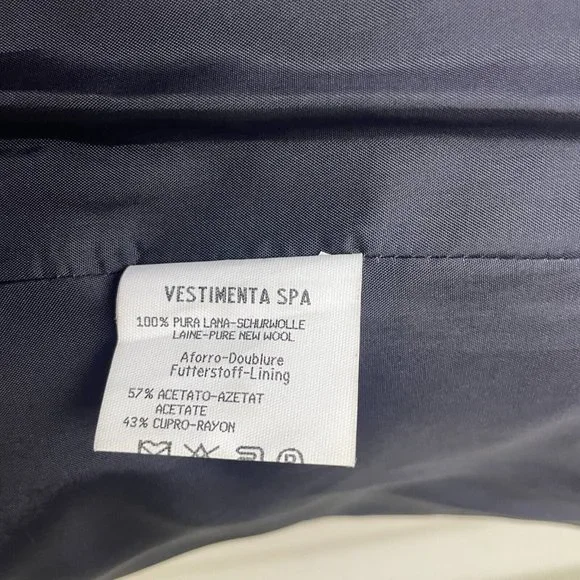 Vestimenta 2-Piece Suit Jacket Men's Size 40R Black Wool with Vest Made in Italy